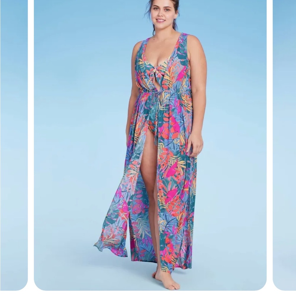 Kona Sol Tropical Floral
Beach Swim Cover Up X/1X 14-18